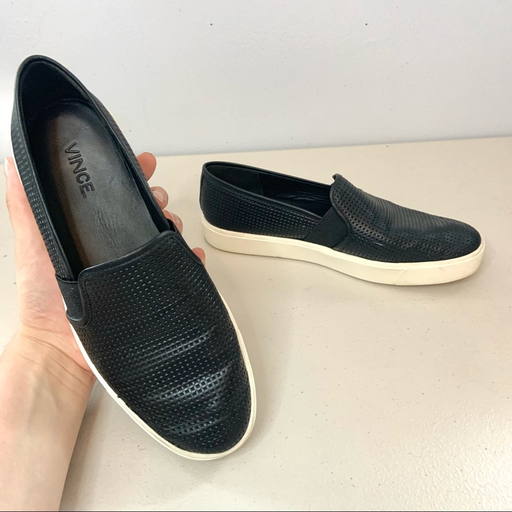 VINCE BLAIR 5 PERFORATED LEATHER SLIP ON SNEAKERS